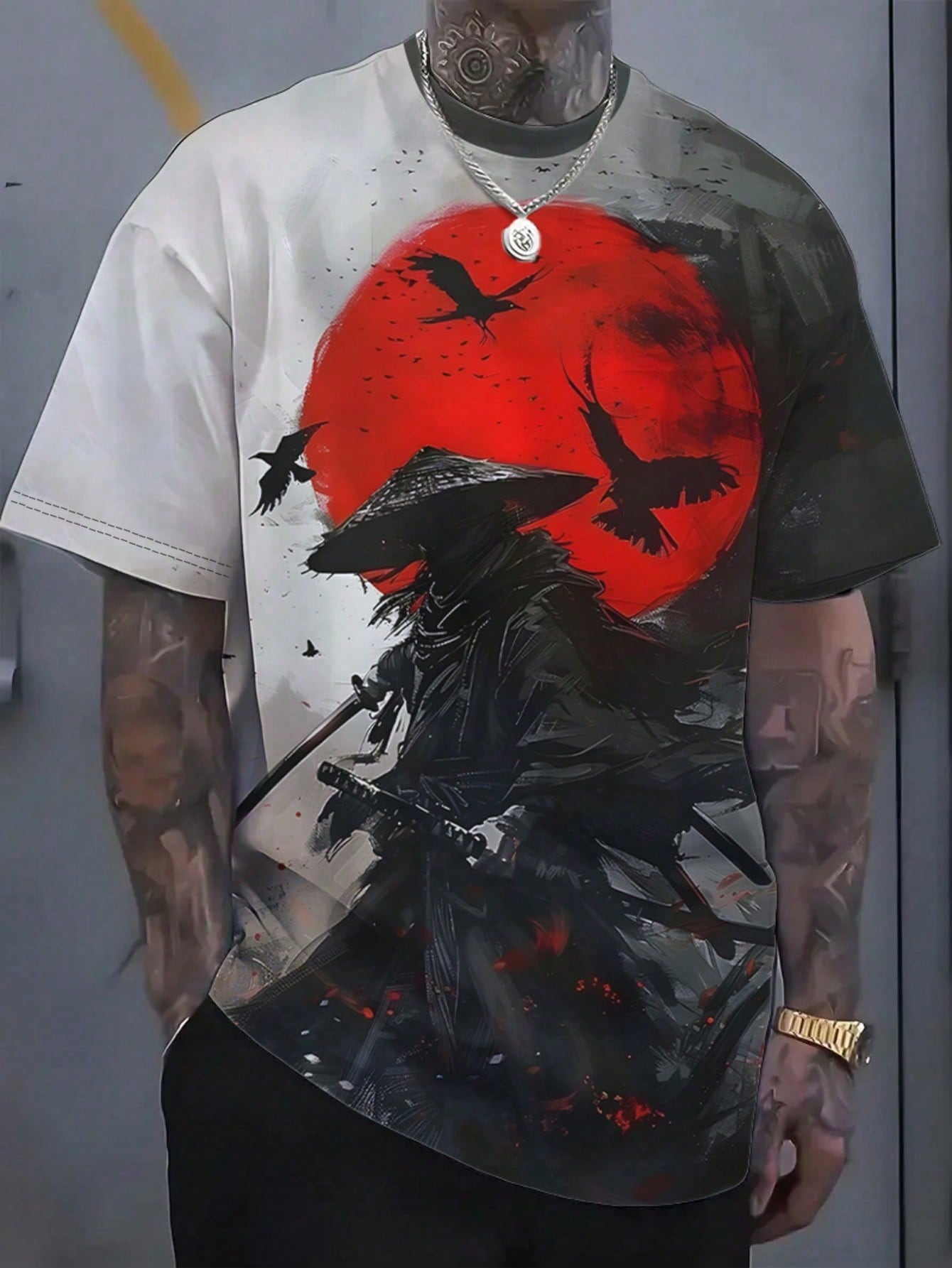 3D Digital Printed Japanese Samurai Graphic Men's T-Shirt