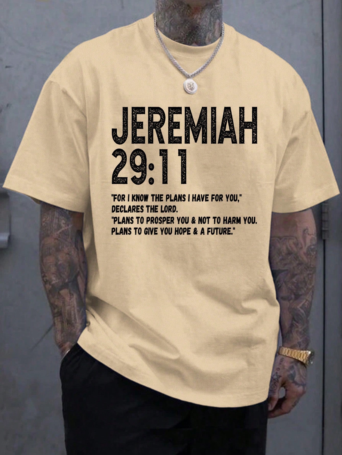 Men's Casual Loose Short Sleeve T-Shirt With Printed Text