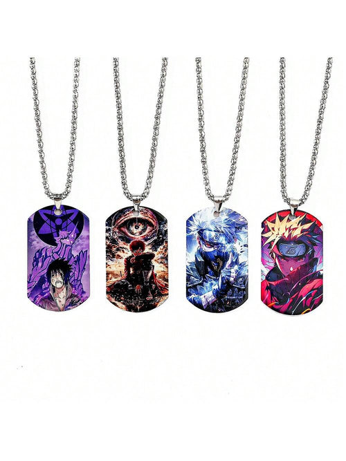 1pc Fashionable Hot-Blooded Cartoon Anime Naruto, Hatake Kakashi, Uzumaki Naruto Personalized Stainless Steel Pendant Necklace