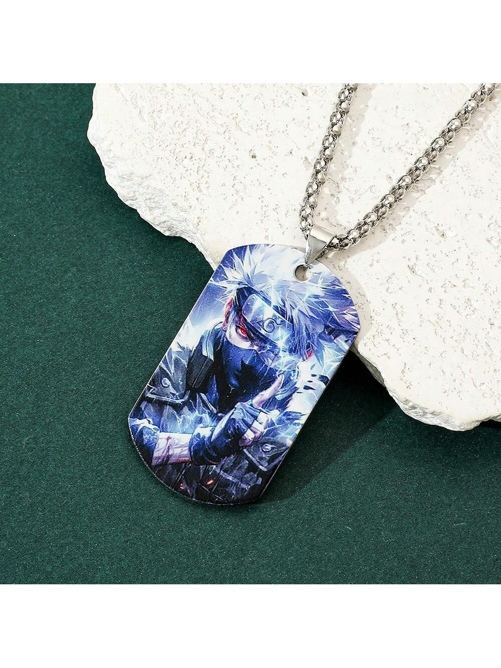 1pc Fashionable Hot-Blooded Cartoon Anime Naruto, Hatake Kakashi, Uzumaki Naruto Personalized Stainless Steel Pendant Necklace