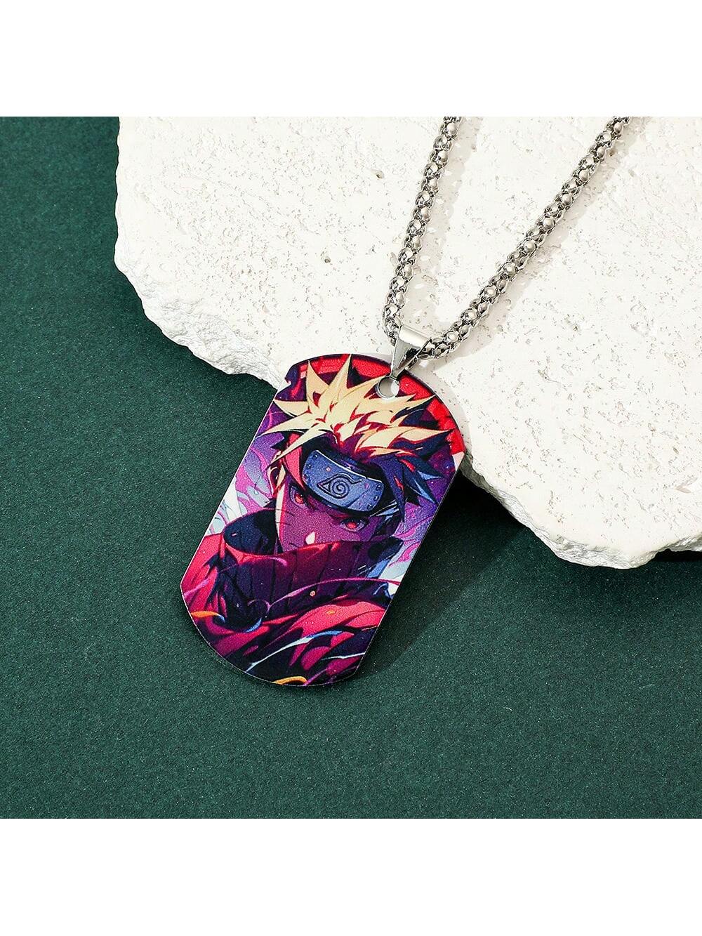 1pc Fashionable Hot-Blooded Cartoon Anime Naruto, Hatake Kakashi, Uzumaki Naruto Personalized Stainless Steel Pendant Necklace
