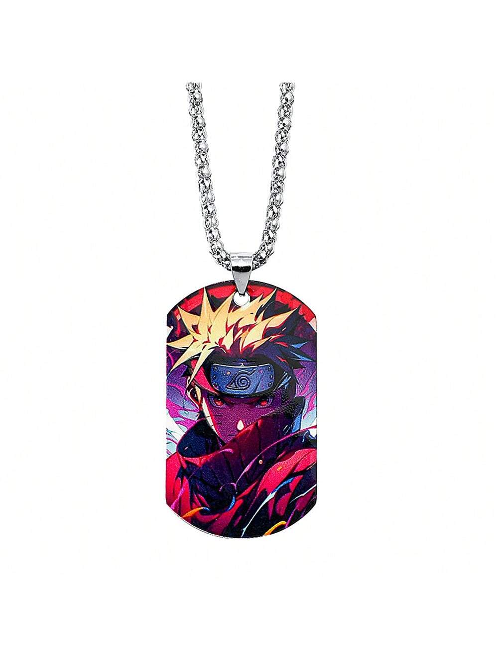 1pc Fashionable Hot-Blooded Cartoon Anime Naruto, Hatake Kakashi, Uzumaki Naruto Personalized Stainless Steel Pendant Necklace