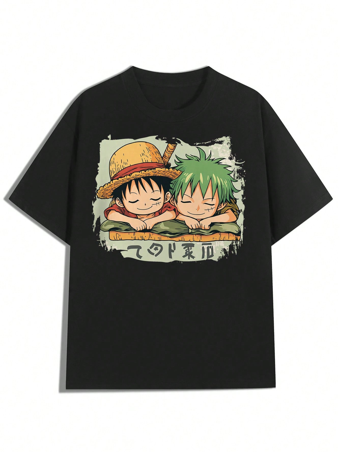One Piece Anime Graphic T-Shirts Two Anime Characters Sleeping With Their Arms Crossed 100% Cotton 220g Summer Tops Streetwear