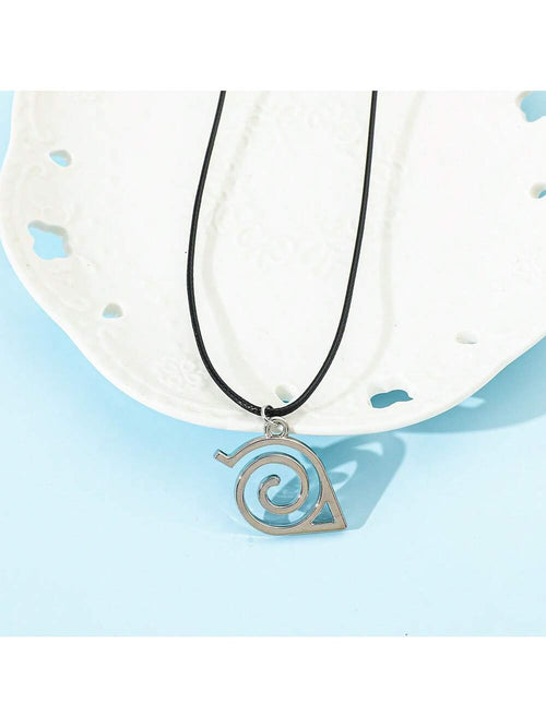 1pc Hot-Blooded Cartoon Anime Naruto Konoha Ninja Badge Logo Pendant Necklace, Fashionable And Personalized Necklace, Suitable For Daily Wear Or As A Gift