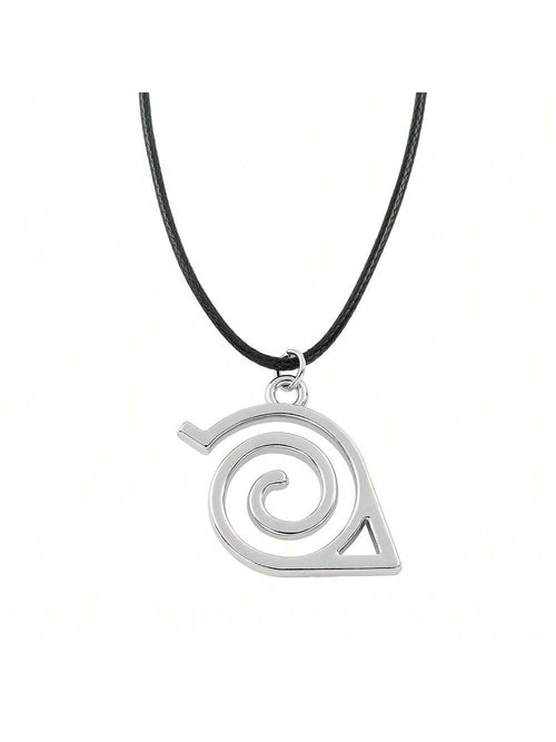 1pc Hot-Blooded Cartoon Anime Naruto Konoha Ninja Badge Logo Pendant Necklace, Fashionable And Personalized Necklace, Suitable For Daily Wear Or As A Gift