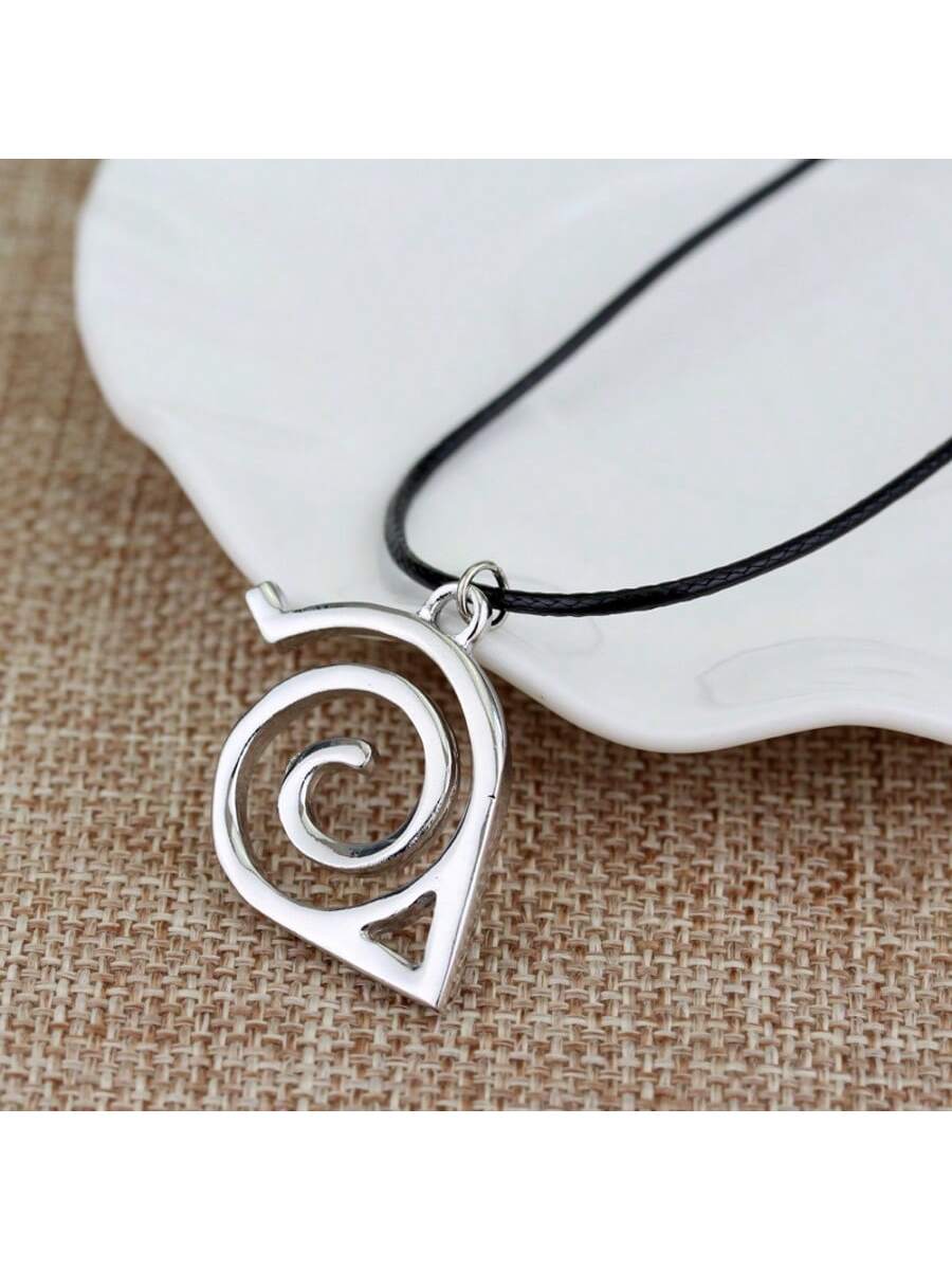 1pc Hot-Blooded Cartoon Anime Naruto Konoha Ninja Badge Logo Pendant Necklace, Fashionable And Personalized Necklace, Suitable For Daily Wear Or As A Gift