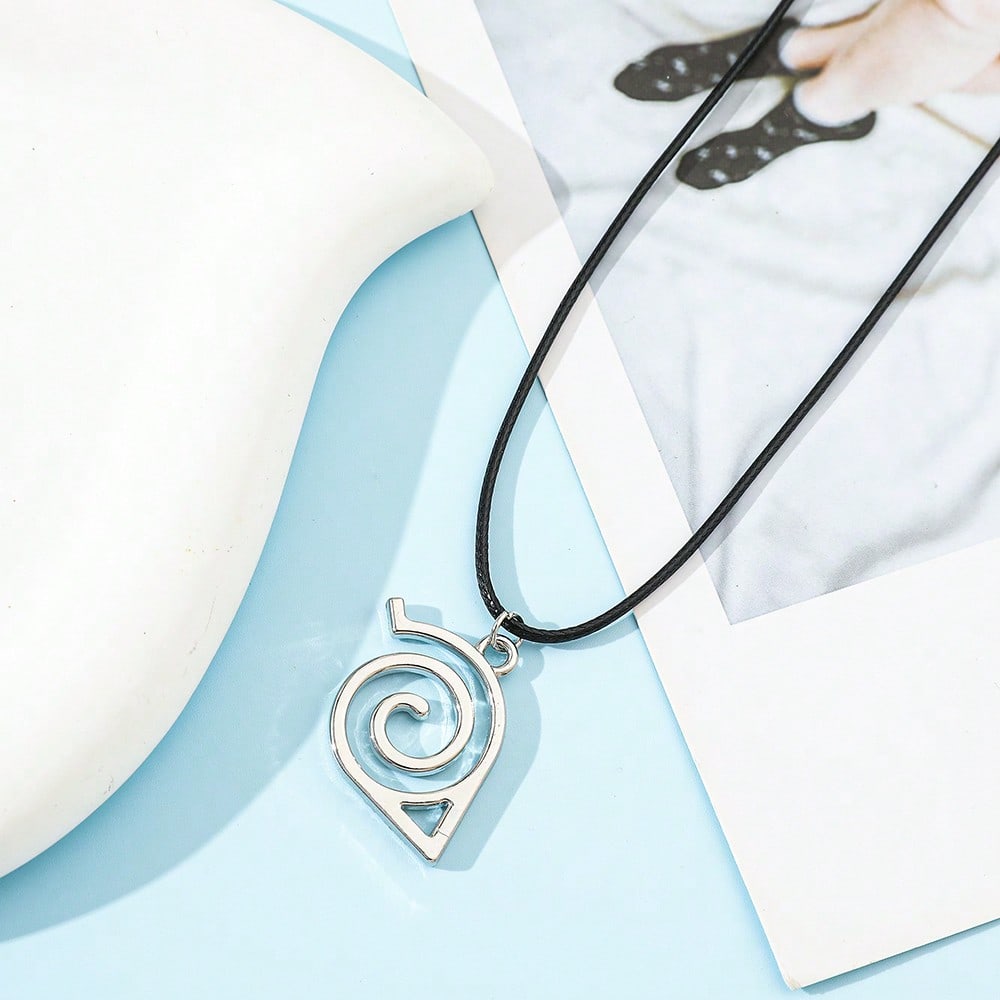 1pc Hot-Blooded Cartoon Anime Naruto Konoha Ninja Badge Logo Pendant Necklace, Fashionable And Personalized Necklace, Suitable For Daily Wear Or As A Gift