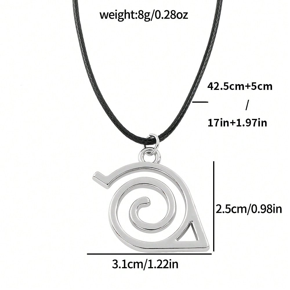 1pc Hot-Blooded Cartoon Anime Naruto Konoha Ninja Badge Logo Pendant Necklace, Fashionable And Personalized Necklace, Suitable For Daily Wear Or As A Gift