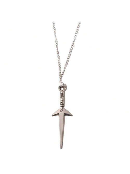 1pc Personalized Fashion Hot-Blooded Cartoon Anime Naruto Weapon Pendant Necklace, Personalized Hip-Hop Kunai, Shuriken Necklace, Suitable For Daily Wear Or As A Gift