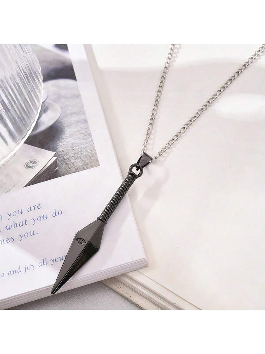 1pc Personalized Fashion Hot-Blooded Cartoon Anime Naruto Weapon Pendant Necklace, Personalized Hip-Hop Kunai, Shuriken Necklace, Suitable For Daily Wear Or As A Gift