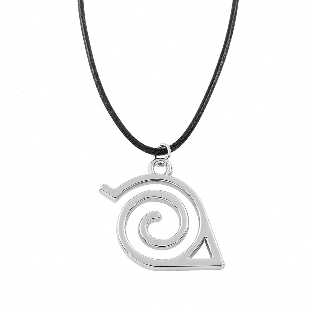 1pc Hot-Blooded Cartoon Anime Naruto Konoha Ninja Badge Logo Pendant Necklace, Fashionable And Personalized Necklace, Suitable For Daily Wear Or As A Gift