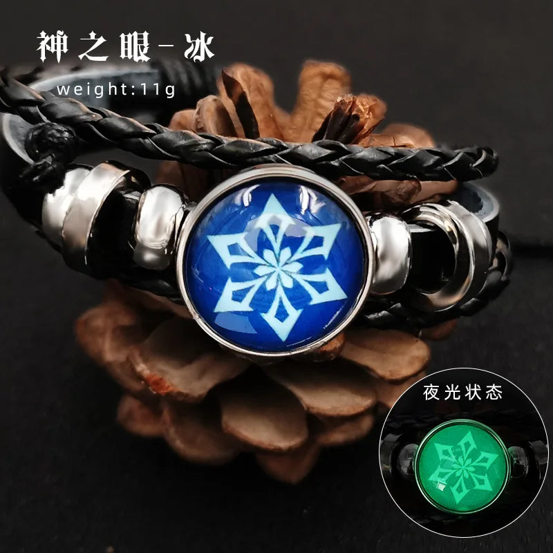 Genshin Impact Bracelet Cosplay Prop 7 Element Weapon Eye Of Original God Leather Bracelets Bangle Jewelry