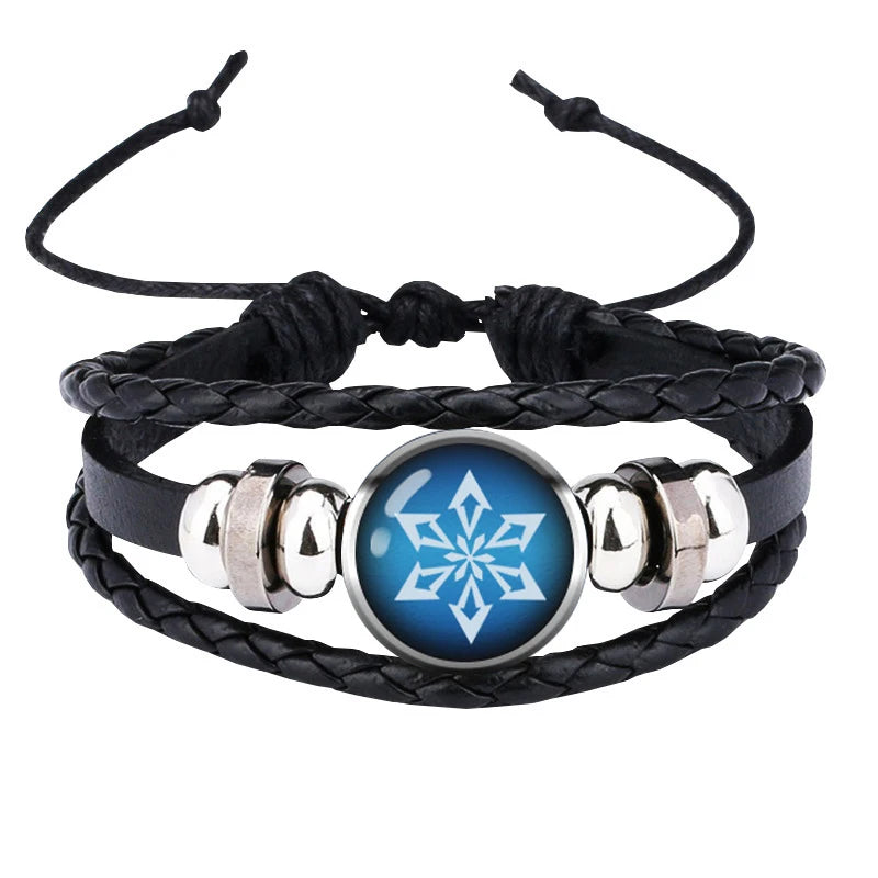 Genshin Impact Bracelet Cosplay Prop 7 Element Weapon Eye Of Original God Leather Bracelets Bangle Jewelry