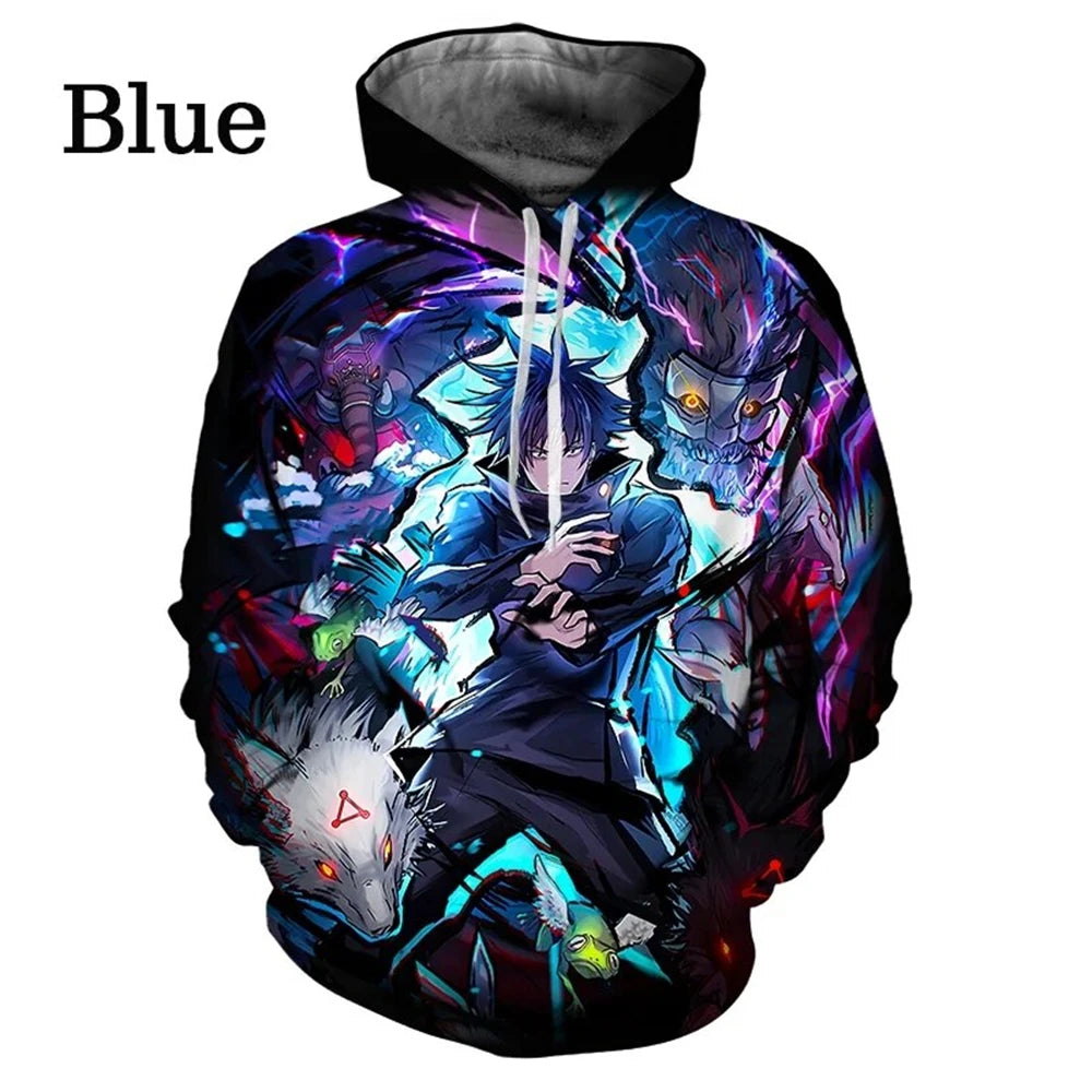 Anime Manga Jujutsu Kaisen Pattern Men's Hoodie Satoru Gojo Sweatshirt 3D Print Men's Hoodie Fashion Pullover New Men's Clothing