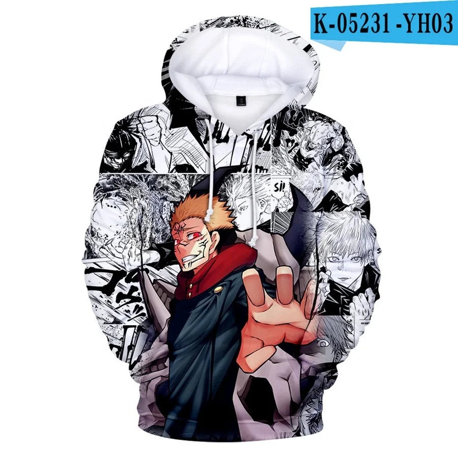 New Anime Jujutsu Kaisen 3D Print Hoodies Men Women Casual Oversized Hoodie Pullovers Hooded Sweatshirts Tracksuits Man Clothing