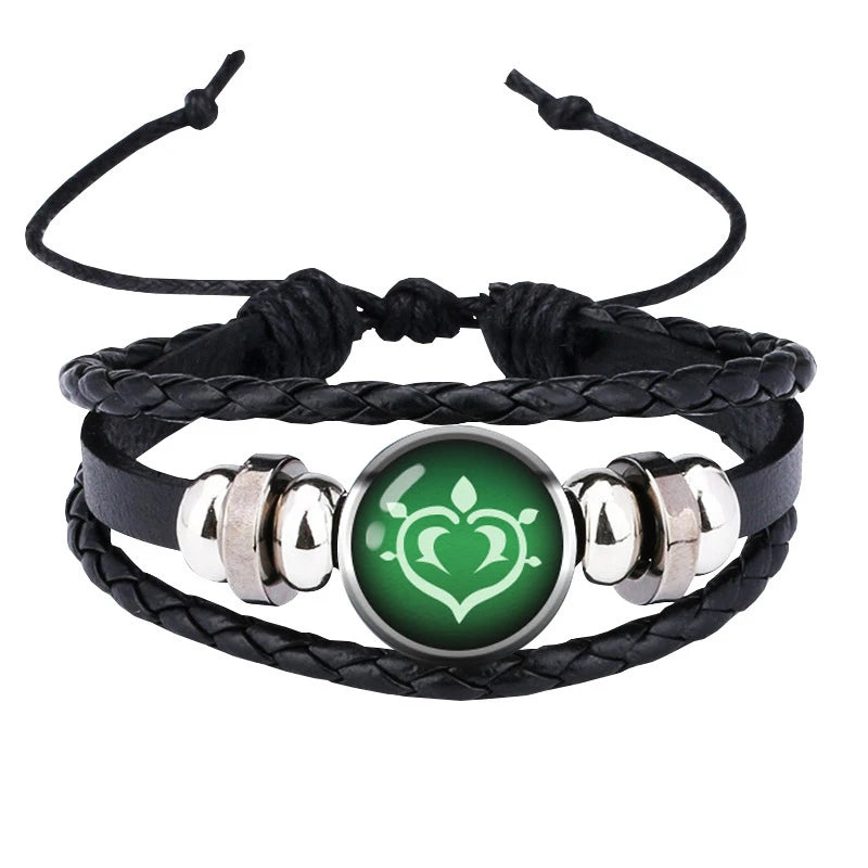 Genshin Impact Bracelet Cosplay Prop 7 Element Weapon Eye Of Original God Leather Bracelets Bangle Jewelry