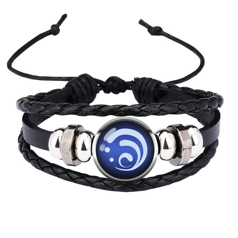 Genshin Impact Bracelet Cosplay Prop 7 Element Weapon Eye Of Original God Leather Bracelets Bangle Jewelry