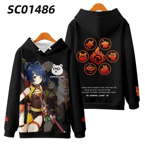 Genshin impact Xiangling Cosplay Hoodie