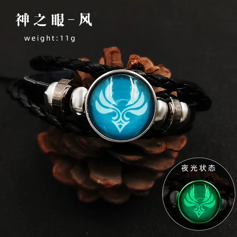 Genshin Impact Bracelet Cosplay Prop 7 Element Weapon Eye Of Original God Leather Bracelets Bangle Jewelry
