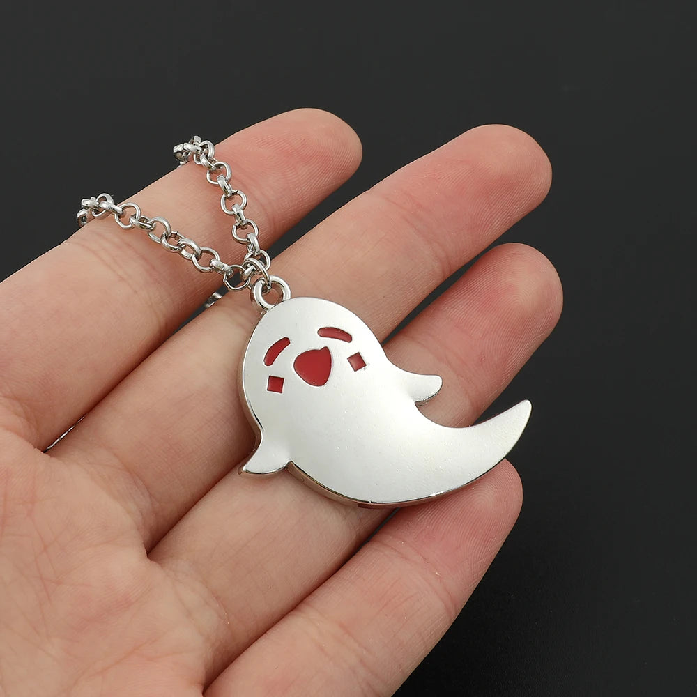 Genshin Impact Necklace Cartoon Figure Hu Tao Elfin Cute Metal Pendant Neck Chain Jewelry Fashion Cute Gifts for Girls