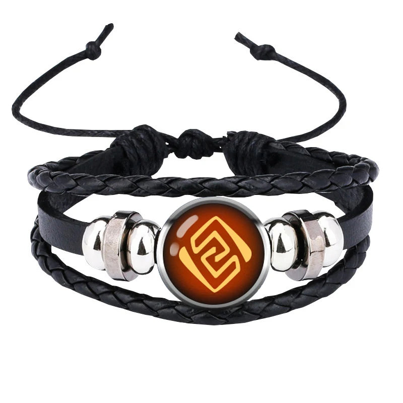 Genshin Impact Bracelet Cosplay Prop 7 Element Weapon Eye Of Original God Leather Bracelets Bangle Jewelry