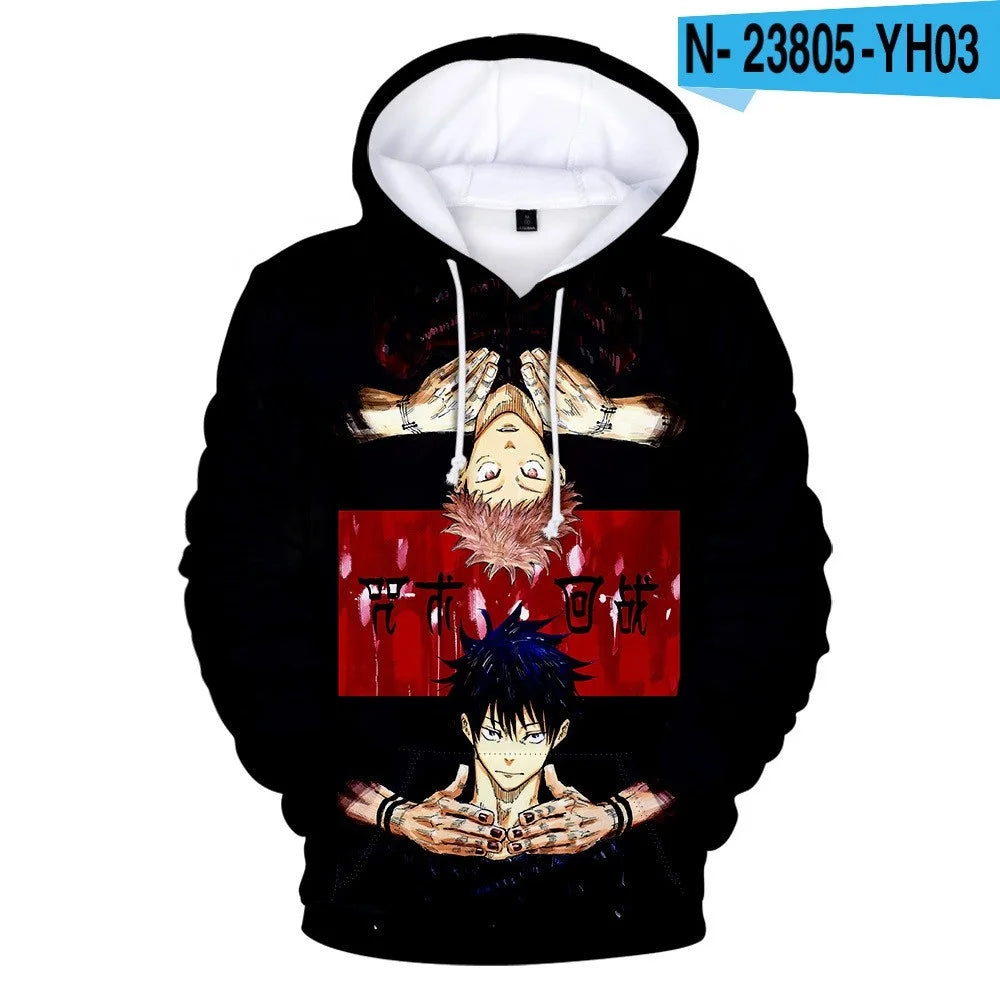 New Anime Jujutsu Kaisen 3D Print Hoodies Men Women Casual Oversized Hoodie Pullovers Hooded Sweatshirts Tracksuits Man Clothing