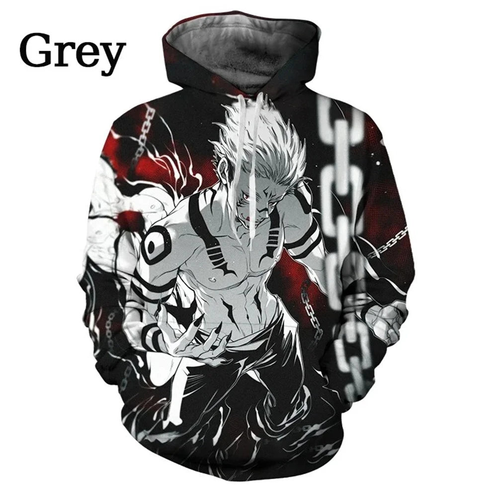 Anime Manga Jujutsu Kaisen Pattern Men's Hoodie Satoru Gojo Sweatshirt 3D Print Men's Hoodie Fashion Pullover New Men's Clothing