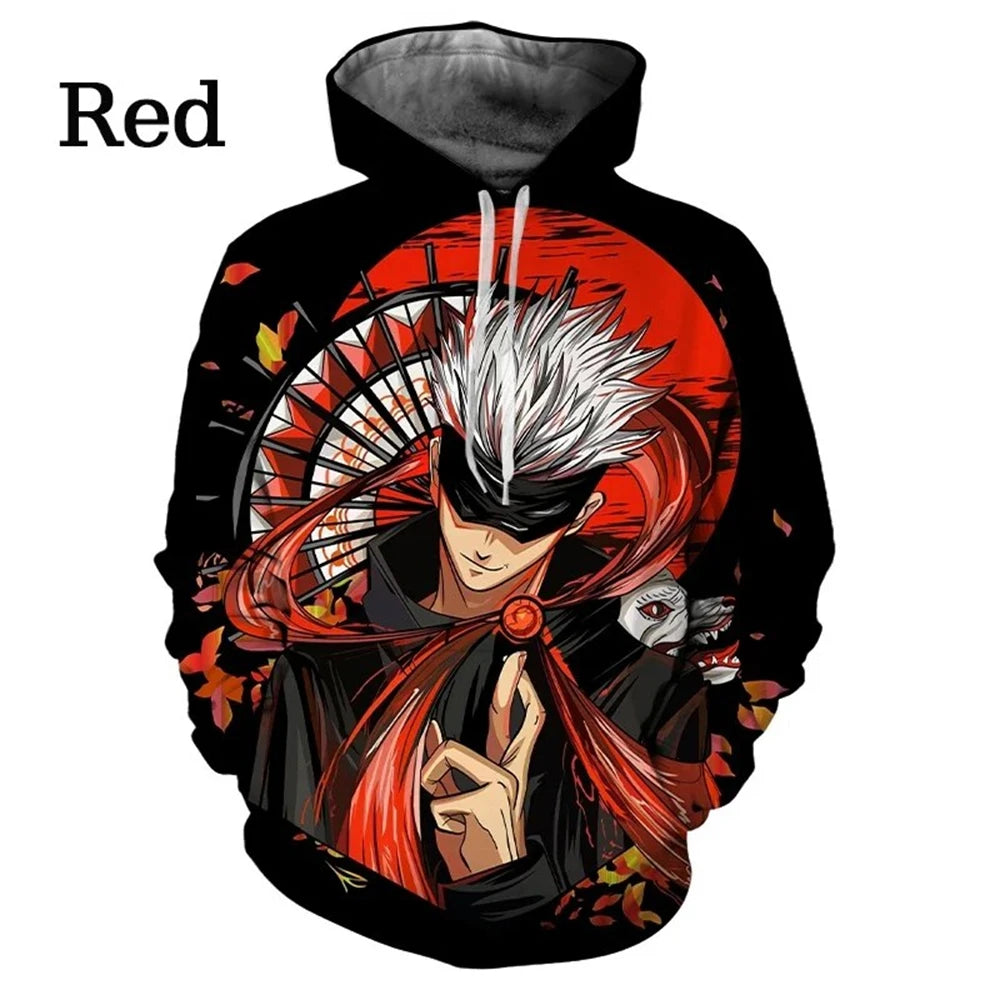 Anime Manga Jujutsu Kaisen Pattern Men's Hoodie Satoru Gojo Sweatshirt 3D Print Men's Hoodie Fashion Pullover New Men's Clothing